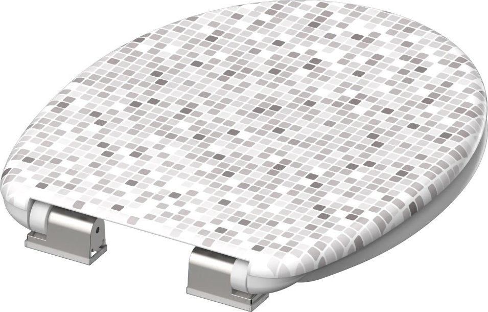 Duroplastové WC sedátko se zpomalovacím mechanismem SOFT-CLOSE MOSAIC GREY, ED82118