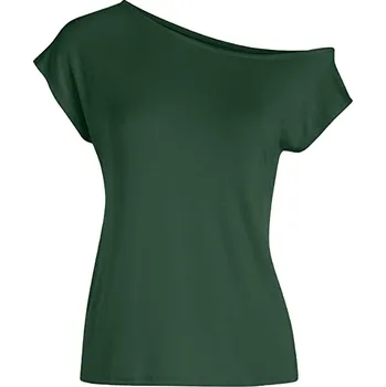Dámské tričko Dámský top s odhaleným ramenem - jednobarevný Barva: zelená, Velikost: S