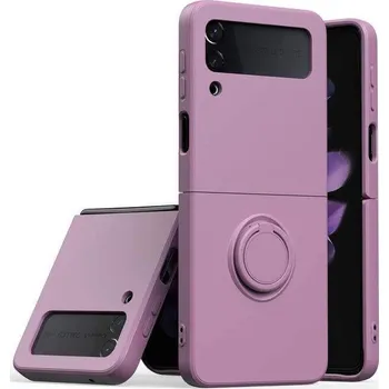 Pouzdro na mobilní telefon Silikonový ochranný obal s držákem na prst Samsung Galaxy Z Flip5 5G F731B - fialový