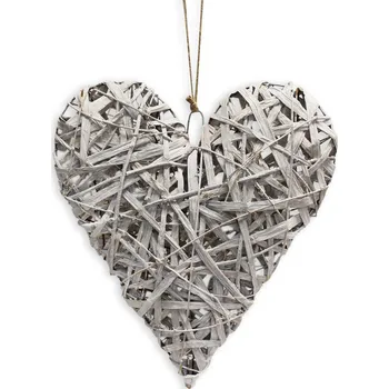 Srdce proutí 43cm šedá