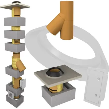 Komín CS komín Universal jednoprůduch s vent. šachtou Optimal 180 mm kouřovod 45° - 4,5 m