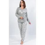 Vienetta Secret Dámské pyžamo dlouhé Renata kytky šedé Barva: šedá, Velikost: XXL