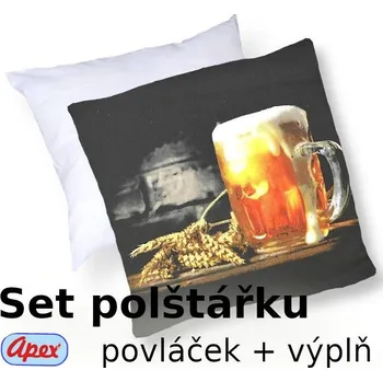 Polštář 3D povláček na polštářek APEX - Pivo - SET Polštářek s výplní + Povláček