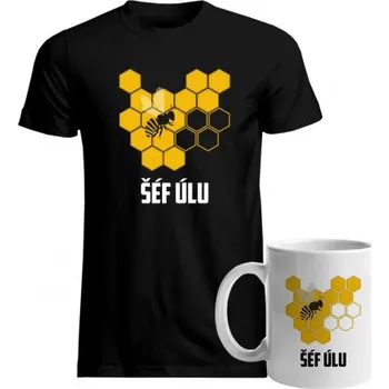 Žertovný předmět Tričkový.cz - Komplet pro včelaře - Šéf úlu - tričko a hrnek s potiskem