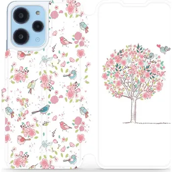 Pouzdro na mobilní telefon Flipové pouzdro Mobiwear - Xiaomi Redmi 12 - M120S Strom a ptáčci (Knížkové flip pouzdro, obal, kryt na mobil Xiaomi Redmi 12 - M120S Strom a ptáčci, materiál Umělá kůže + TPU - ochrana 360°, stojánek, silikonová vanička, magnetické zavírání)