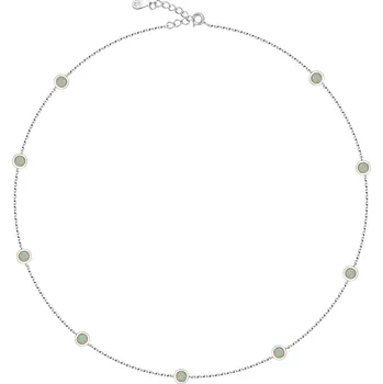 Náhrdelník 4U Stříbrný náhrdelník kolečka s bílým opálem