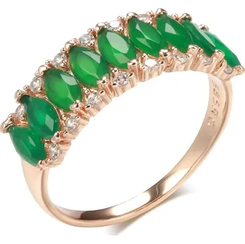 Prsten Elegantní prsten se zelenými zirkony Barva (Varianta): Zelená, Velikost prstenu: 7 (54,3 mm)