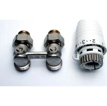 Hlavice pro radiátor Honeywell VT3096 připojovací sada pro kompaktní otopná tělesa: připojovací šroubení Verafix-VKE (H-blok) rohové, 1/2" (V2496EY015A) + termostatická hlavice Thera (T3001), VT3096EY15