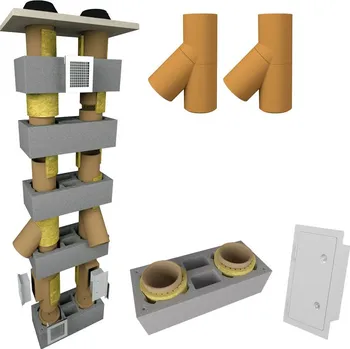 Komín CS komín Universal dvouprůduch s vent. šachtou Optimal 180-45°/180-45° - 4,0 m