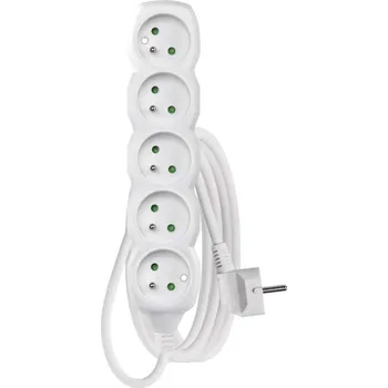 elektrický kabel Prodlužovací přívod 5 zásuvek délka 3m bílý pohyblivý
