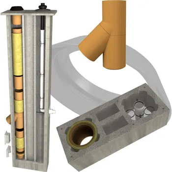Komín CS komín Plast dvouprůduch s vent. šachtou Optimal 180/80 mm 45° - 5,0 m
