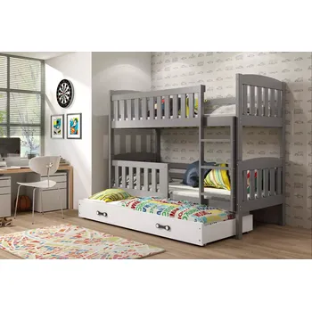 Dětská postel Nábytek PEGAS s.r.o. Dětská patrová postel KUBUS 3 s přistýlkou 80x190 cm, bez matrace, Grafit/Bílá