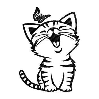 Samolepící dekorace SAMOLEPKA Kočka 038 levá s motýlkem (50 - 3D karbon černý) NA AUTO, NÁLEPKA, FÓLIE, POLEP, TUNING, VLASTNÍ TEXT, TISK, AUTOSAMOLEPKY.cz, POLEPY, OBRÁZEK, LOGO, SAMOLEPKY