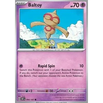 Sběratelská karetní hra Pokémon OBF 094/197 Baltoy - Obsidian Flames Stav: Near Mint, Verze: NORMAL