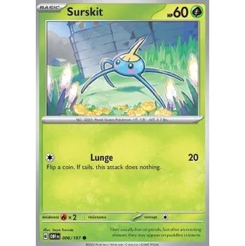 Volný čas Pokémon OBF 006/197 Surskit - Obsidian Flames Stav: Near Mint, Verze: NORMAL