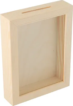 Pokladnička ČistéDřevo Dřevěná pokladnička s rámečkem 16 x 21 x 4 cm bez motivu