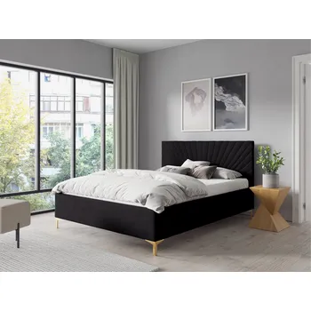 Postel Eka Čalouněná postel AFRODITE+ 140x200 cm Barva látky Trinity: (2316) Černá, Úložný prostor: Bez úložného prostoru