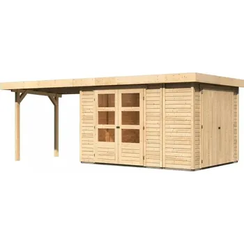 Zahradní stavba LANIT PLAST Dřevěný domek KARIBU RETOLA 4 + přístavek 280 cm (82963) natur LG3379