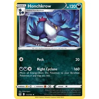 Společenská hra Pokémon karta Honchkrow 115/196 - Lost Origin