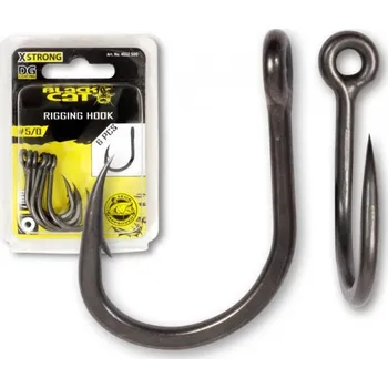 Rybářský háček 6ks - Háčky s Protihrotem Black Cat Rigging DG Coating Velikost 5/0