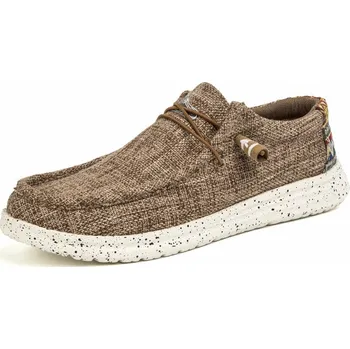 Pánské mokasíny Plátěné nazouvací boty pánské denim loafers vzorované Barva: Tmavě Hnědá, Velikost: 42