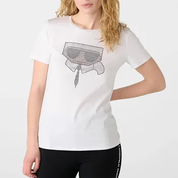 Dámské tričko Dámské bílé triko Karl Lagerfeld - Velikost XS, Barva Bílá 31223 L1WH0022