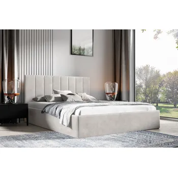 Postel Eka Čalouněná postel LENY 90x200 cm Barva látky Trinity: (2302) Krémová, Úložný prostor: Bez úložného prostoru