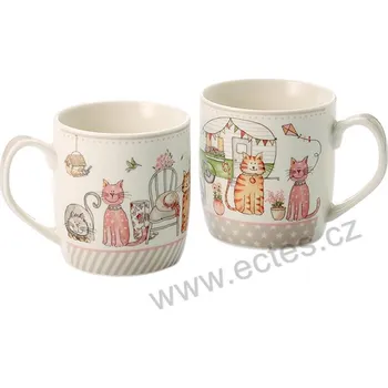 ChaCult PIPPA porcelánový hrnek s barevnými kočkami u židle nebo karavanu | 2-MIX 300ml
