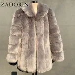 Kožich / kožešinová bunda s límečkem a dlouhým rukávem Barva: Šedá, Velikost: S