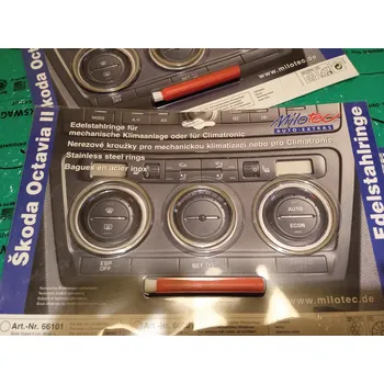 Tuning kroužky ovládání ventilace nerez Climatronic Škoda Octavia II (1Z) Milotec 66101