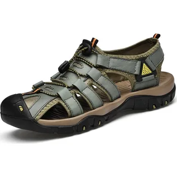 Dámská obuv Kožené pánské sandály římského stylu Barva: Zelená, Velikost: 48