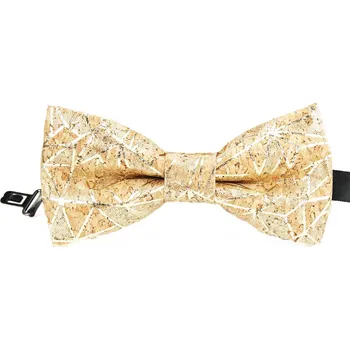 Dřevěný korkový motýlek - Zlatý potisk