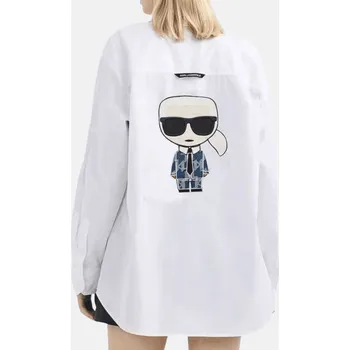 Dámská košile Dámská oversize košile Karl Lagerfeld - Velikost S, Barva Bílá 55442 216w1604