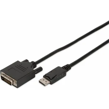 Video kabel Digitus DisplayPort adapter cable, DP - DVI (24+1) M/M, 2.0m, w/interlock, DP 1.1a compatible, CE, bl