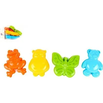 Hračka na písek Teddies Formičky Bábovky na písek plast zvířátka 3 druhy v síťce 12x10x8cm 12m+