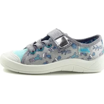 Dívčí bačkory Befado plátěnky 251 168 mint/stříbrná, velikost 27