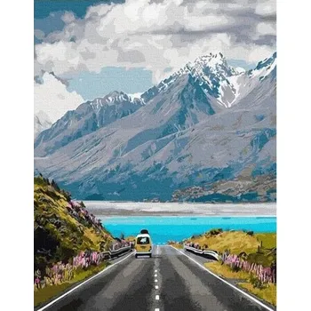 omalovánky Mamido Malování podle čísel Cesta do hor 40x50 cm