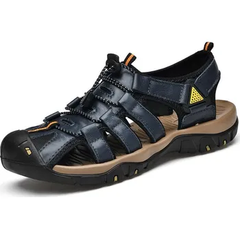 Dámské sandále Kožené pánské sandály římského stylu Barva: Modrá, Velikost: 46