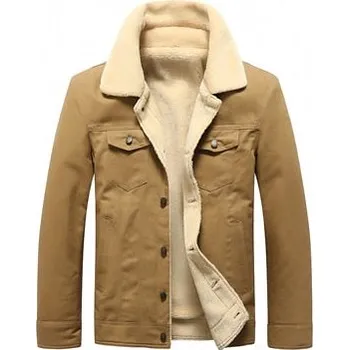 Pánská softshellová bunda Pánská zateplená bunda s kapsami a kožešinovou podšívkou Barva: Khaki, Velikost: L