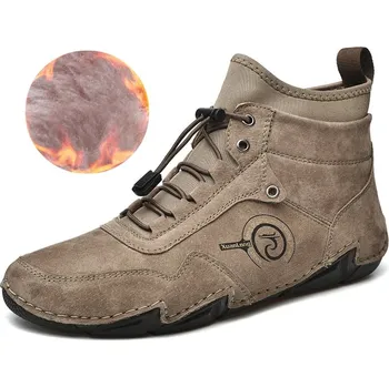 Pánská zimní obuv Zimné pánske topánky členkové a pohodlné so šnúrkou Barva: Khaki, Velikost: 42