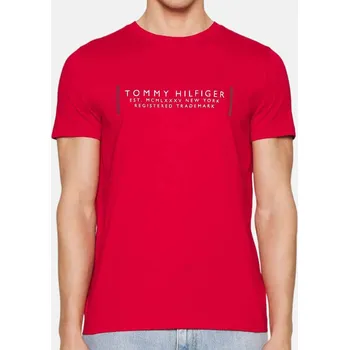 Pánské červené triko Tommy Hilfiger - Velikost M, Barva Červená 55449 mw0mw27910
