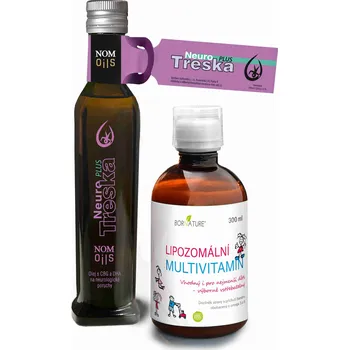 Přípravek na podporu paměti a spánku Nom-oils Neuro základ PLUS - Neurotreska plus 240 ml + dětský Lipozomální Multivitamin 300 ml