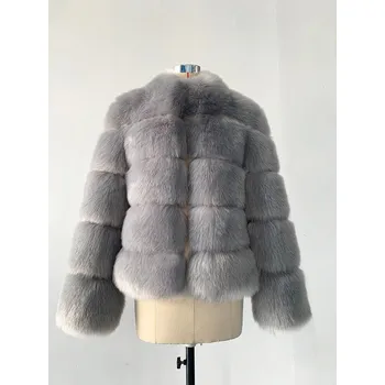 Dámská parka Prošívaný chlupatý kožich - bunda se stojáčkem Barva: Šedá, Velikost: 3XL