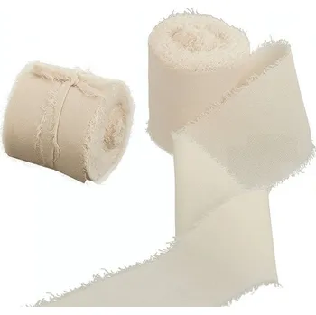 Stuha Hedvábná stuha s trhanými okraji 40 mm/5m - krémová