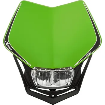 Osvětlení pro motocykl UNI přední maska včetně světla V-Face FULL LED, RTECH (zelená/černá)