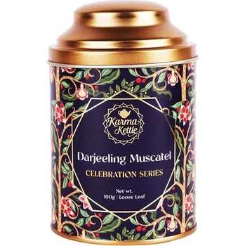 Čaj Černý prémiový sypaný čaj KARMA KETTLE 50 g DARJEELING MUSCATEL (černý sypaný čaj / v kovové dárkové dózičce / s nádechem muškátového oříšku)