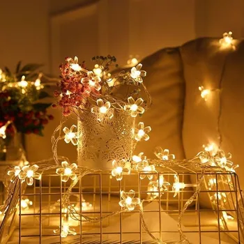 Vánoční dekorace LED světelný řetěz - třešňový květ