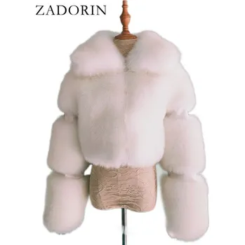 Dámský kožich Krátká chlupatá bunda kožich s dlouhým rukávem Barva: Bílá, Velikost: L