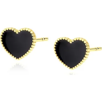 Náušnice Lafira pozlacené stříbrné náušnice Heart Black Z1813EG (puzety)