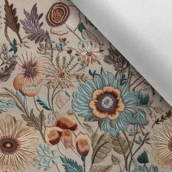 Látka s potiskem kočárkovina TD/NS béžová výšivka potisk Rose